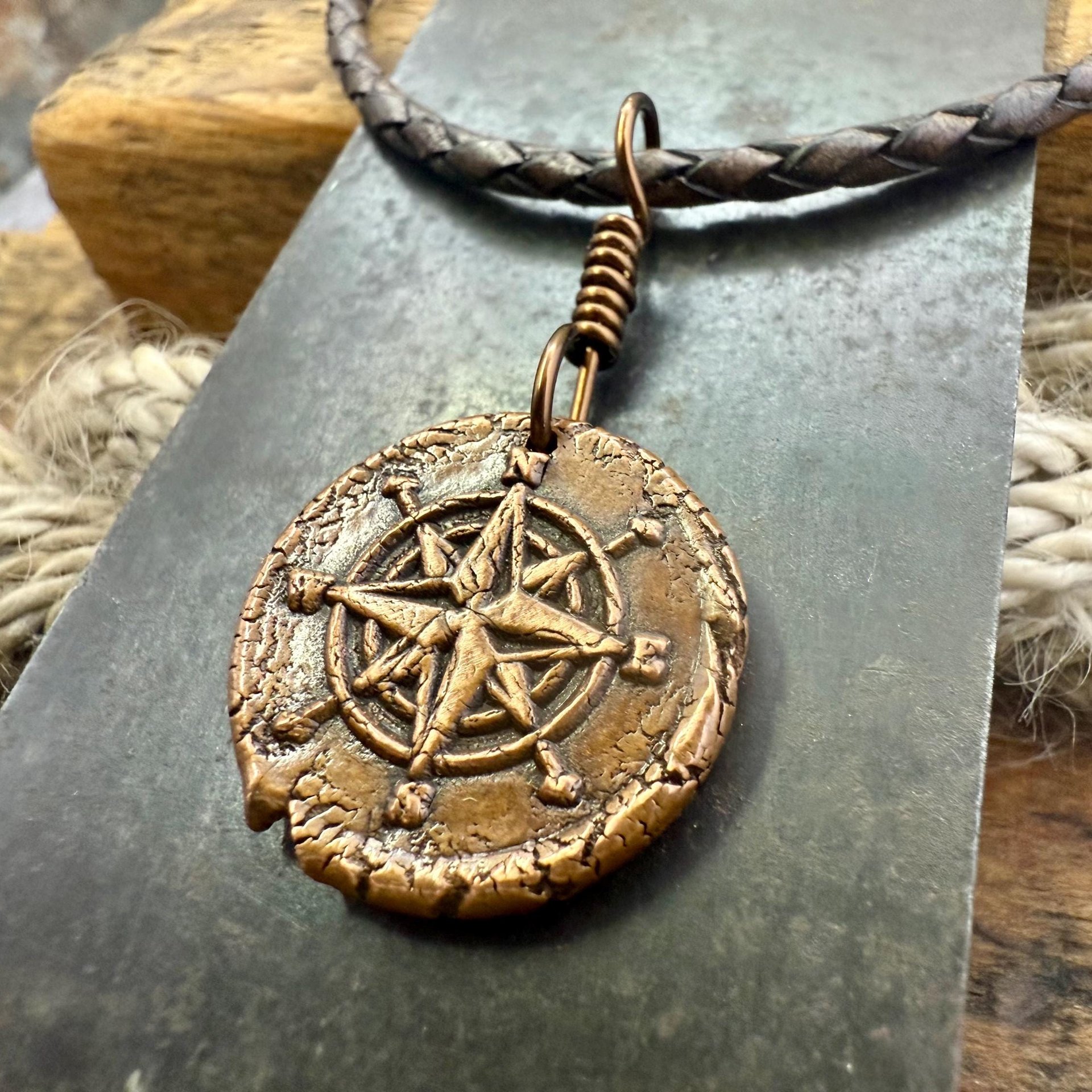 Compass Rose, Copper Pendant, Sailing Gifts, Nautical Jewelry, Men Women Jewelry, Sailor Necklace, 7th Anniversary, Protection Talisman
