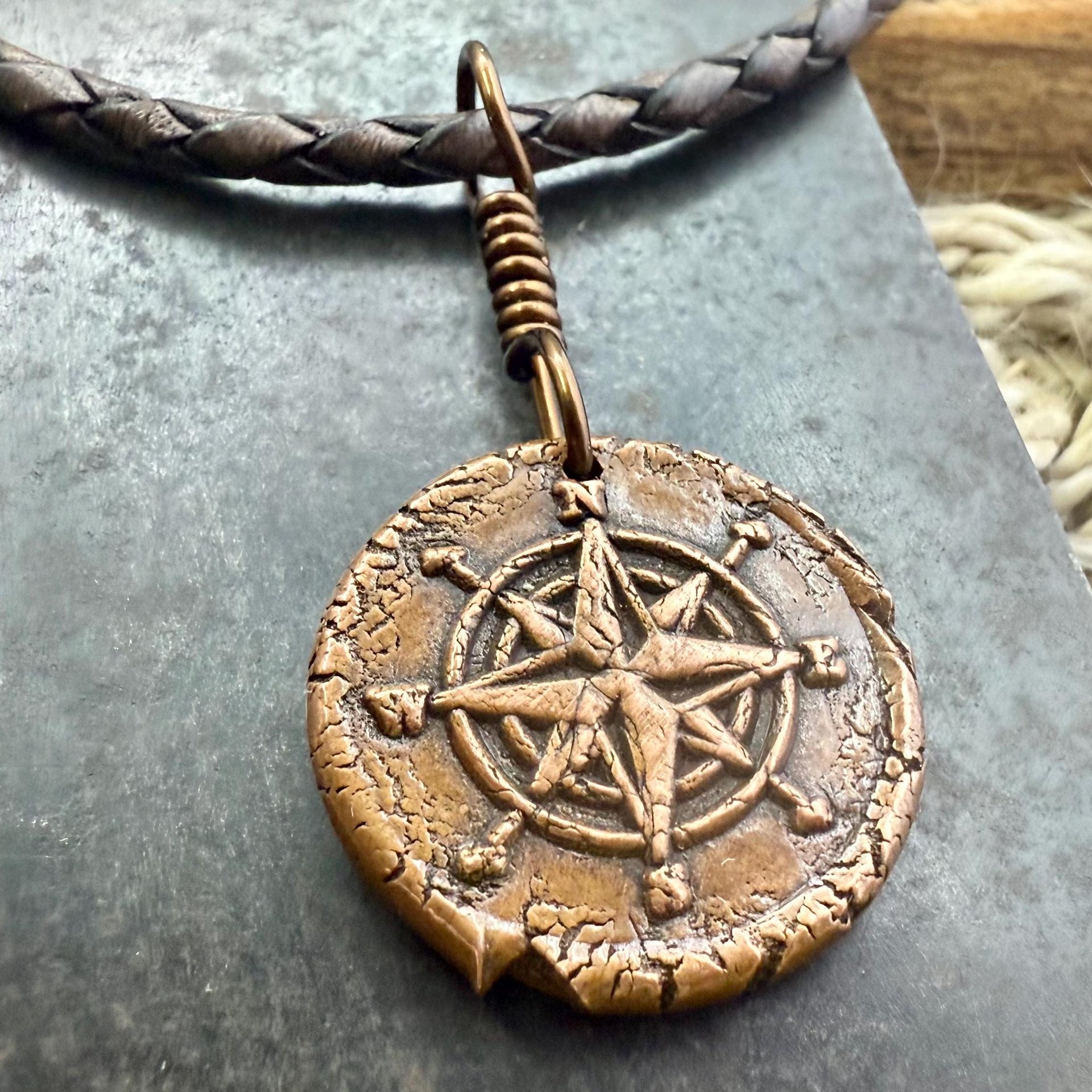 Compass Rose, Copper Pendant, Sailing Gifts, Nautical Jewelry, Men Women Jewelry, Sailor Necklace, 7th Anniversary, Protection Talisman