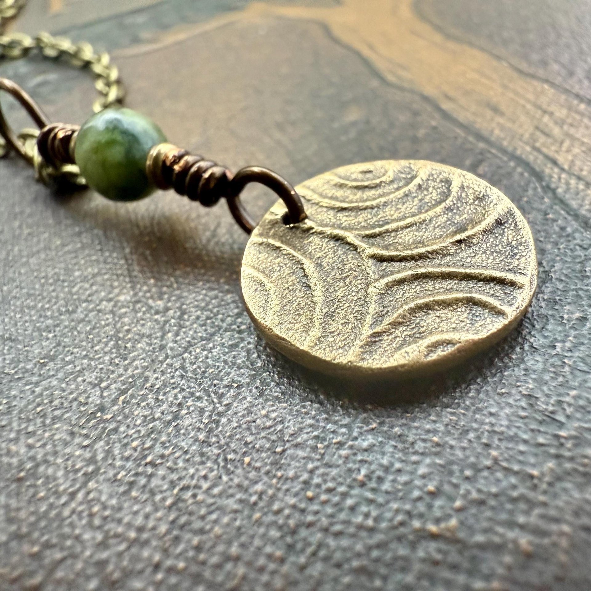 Four Leaf Clover, Bronze Necklace, Wax Seal Charm, Connemara Marble, Irish Celtic Jewelry, Lucky Charm, Celtic Witch, Irish Shamrock Luck
