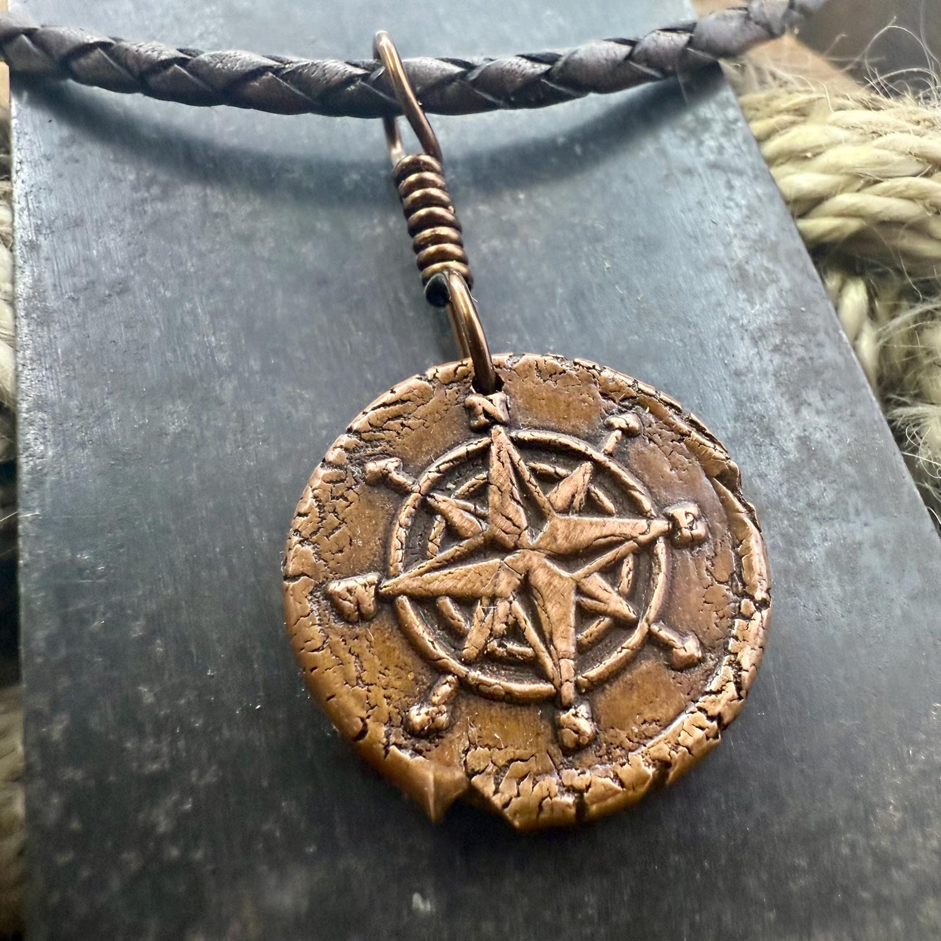 Compass Rose, Copper Pendant, Sailing Gifts, Nautical Jewelry, Men Women Jewelry, Sailor Necklace, 7th Anniversary, Protection Talisman