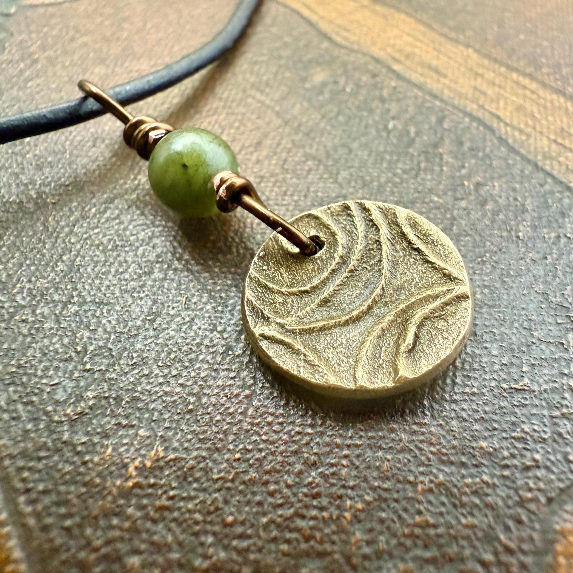 Triskele Bronze Charm, Wax Seal Charm, Connemara Marble Bead, Irish Celtic, 8 Anniversary, Celtic Witch, Triskelion Triple Spiral, Pagan