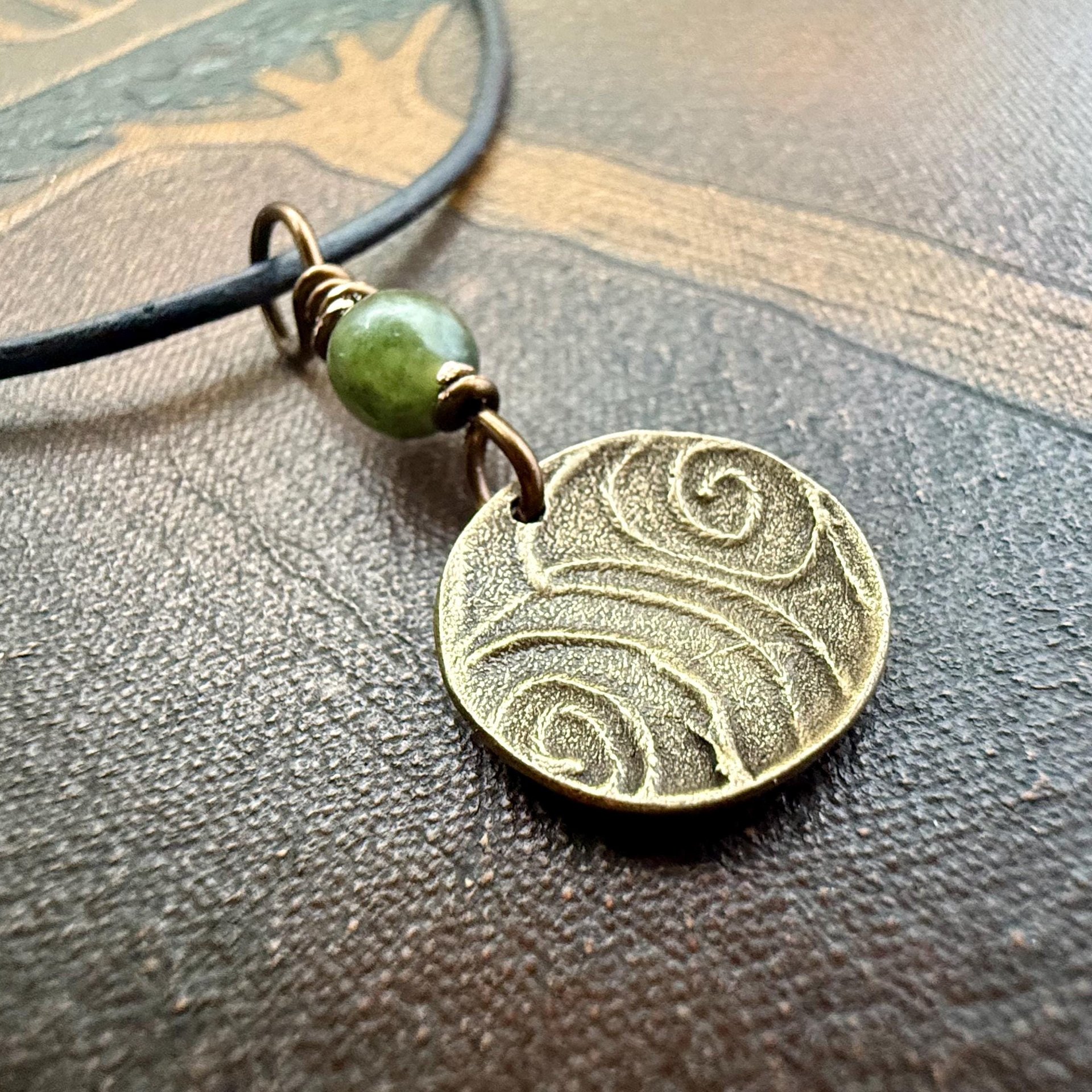 Bronze Trinity Knot, Triquetra, Wax Seal Charm, Connemara Marble, Irish Celtic Jewelry, Pagan, 8th Anniversary, Triple Goddess, Celtic Witch