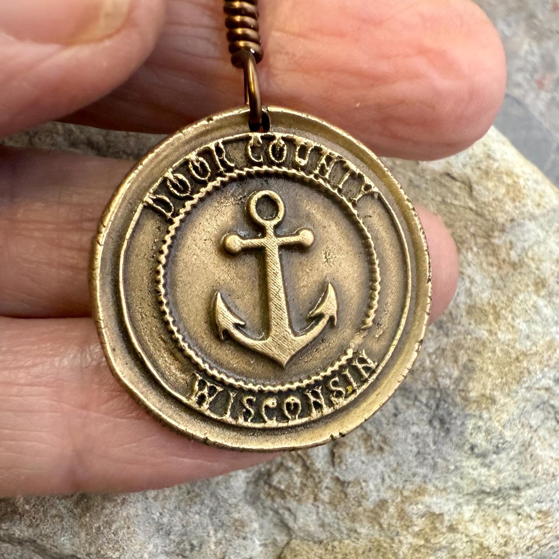Door County Wisconsin, Anchor Charm, Bronze Pendant, Celtic Spirals, Nautical Sailing, Protection Guidance Talisman, Great Lakes, Journey