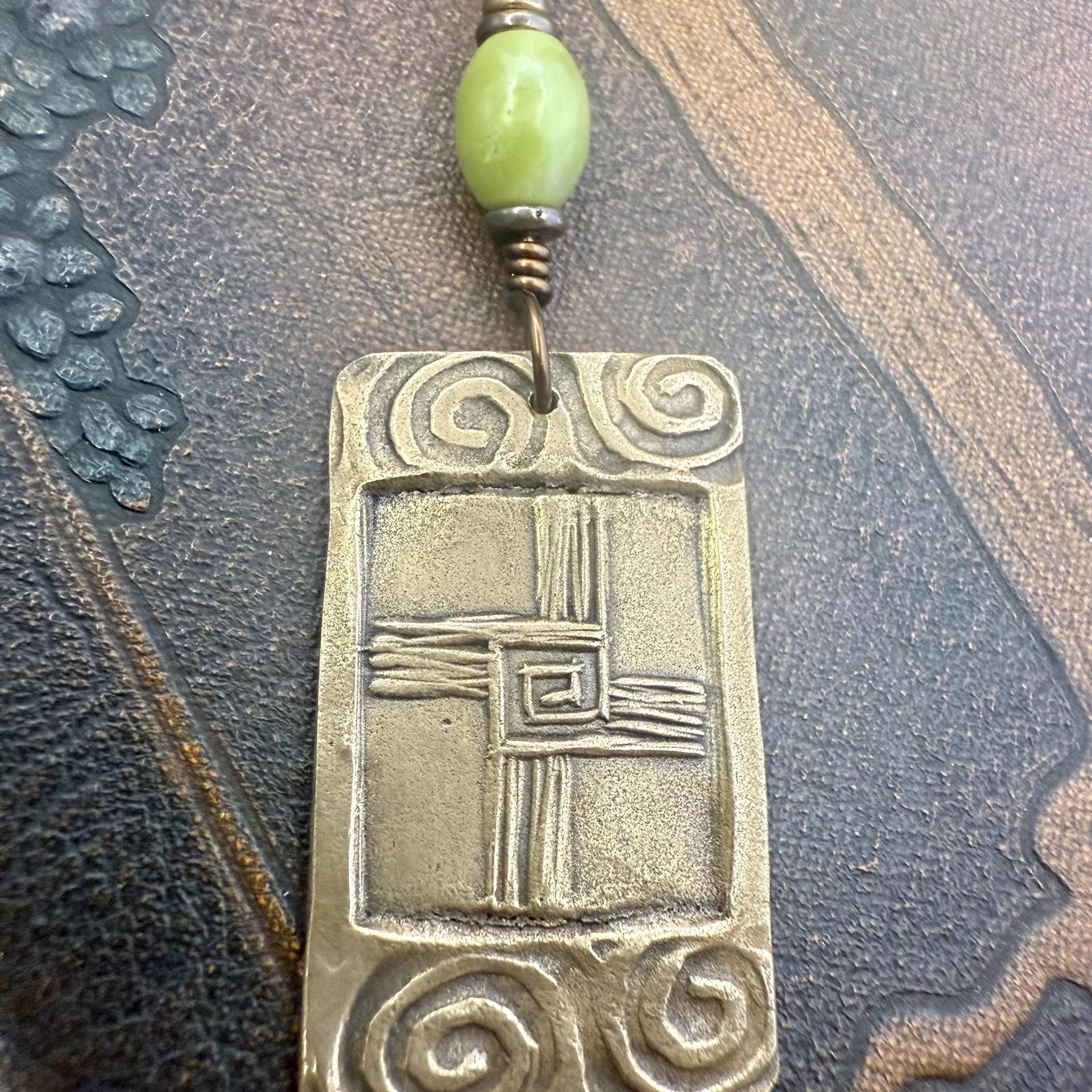 Saint Brigid's Cross, Bronze & Connemara Marble Pendant, Irish Celtic Jewelry, Brigit Bridget, St Brigid of Kildare, Irish Cross, Imbolc