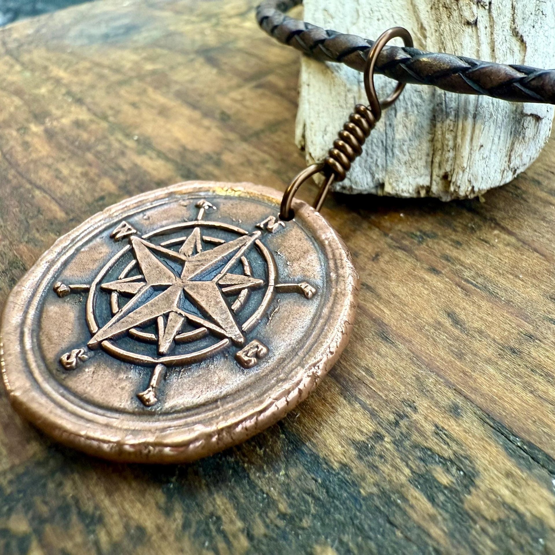 Compass Rose, Copper Pendant, Sailing Gifts, Nautical Jewelry, Men's Jewelry, Sailor Necklace, 7th Anniversary, Protection Talisman