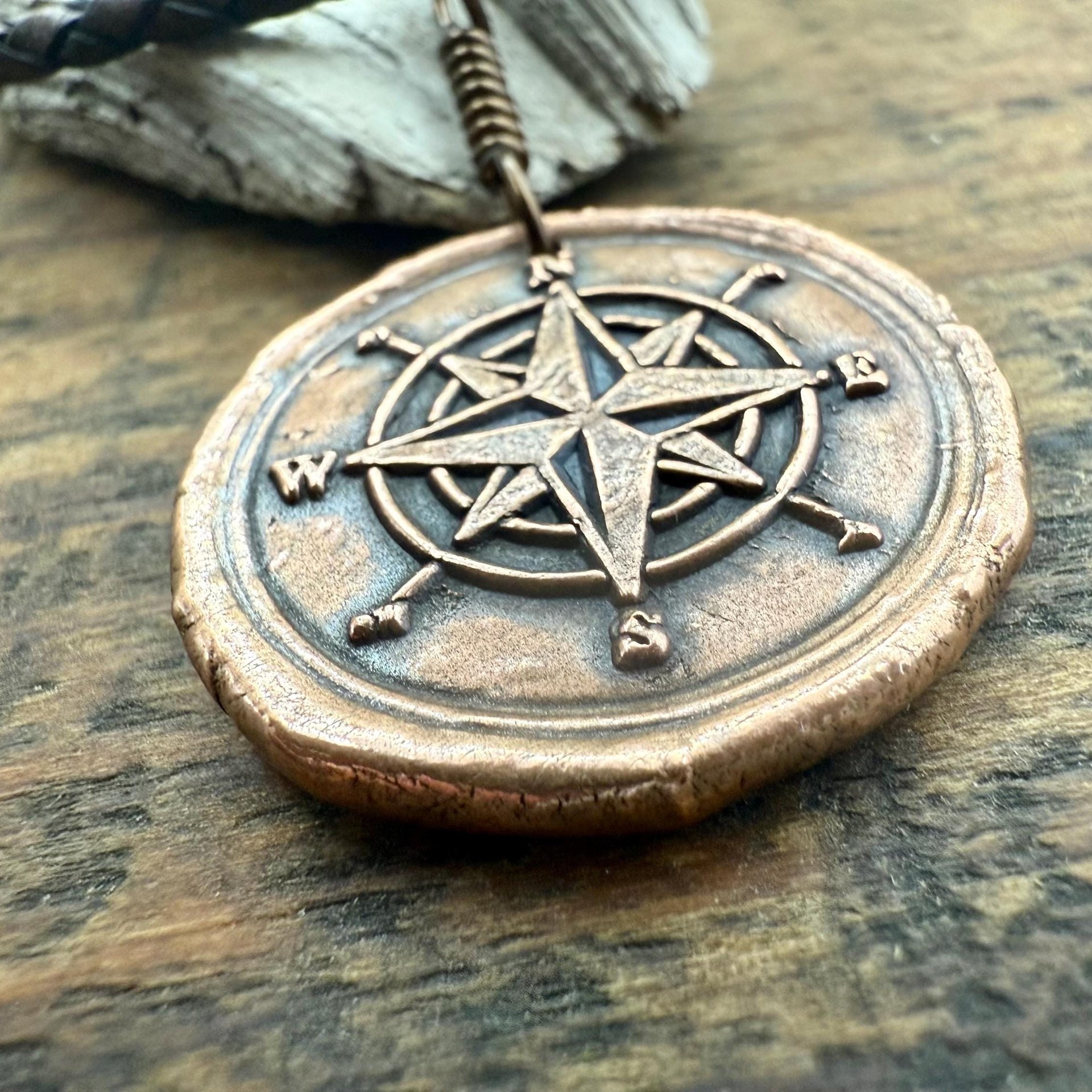 Compass Rose, Copper Pendant, Sailing Gifts, Nautical Jewelry, Men's Jewelry, Sailor Necklace, 7th Anniversary, Protection Talisman