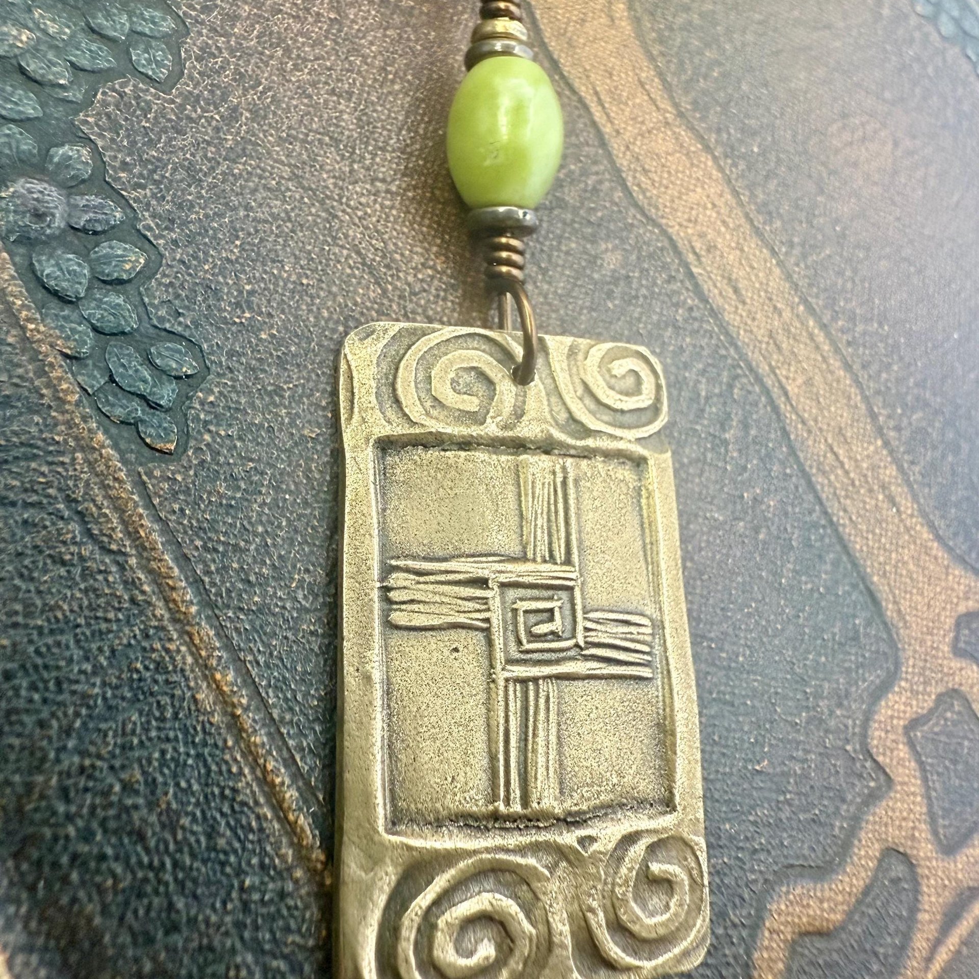 Saint Brigid's Cross, Bronze & Connemara Marble Pendant, Irish Celtic Jewelry, Brigit Bridget, St Brigid of Kildare, Irish Cross, Imbolc