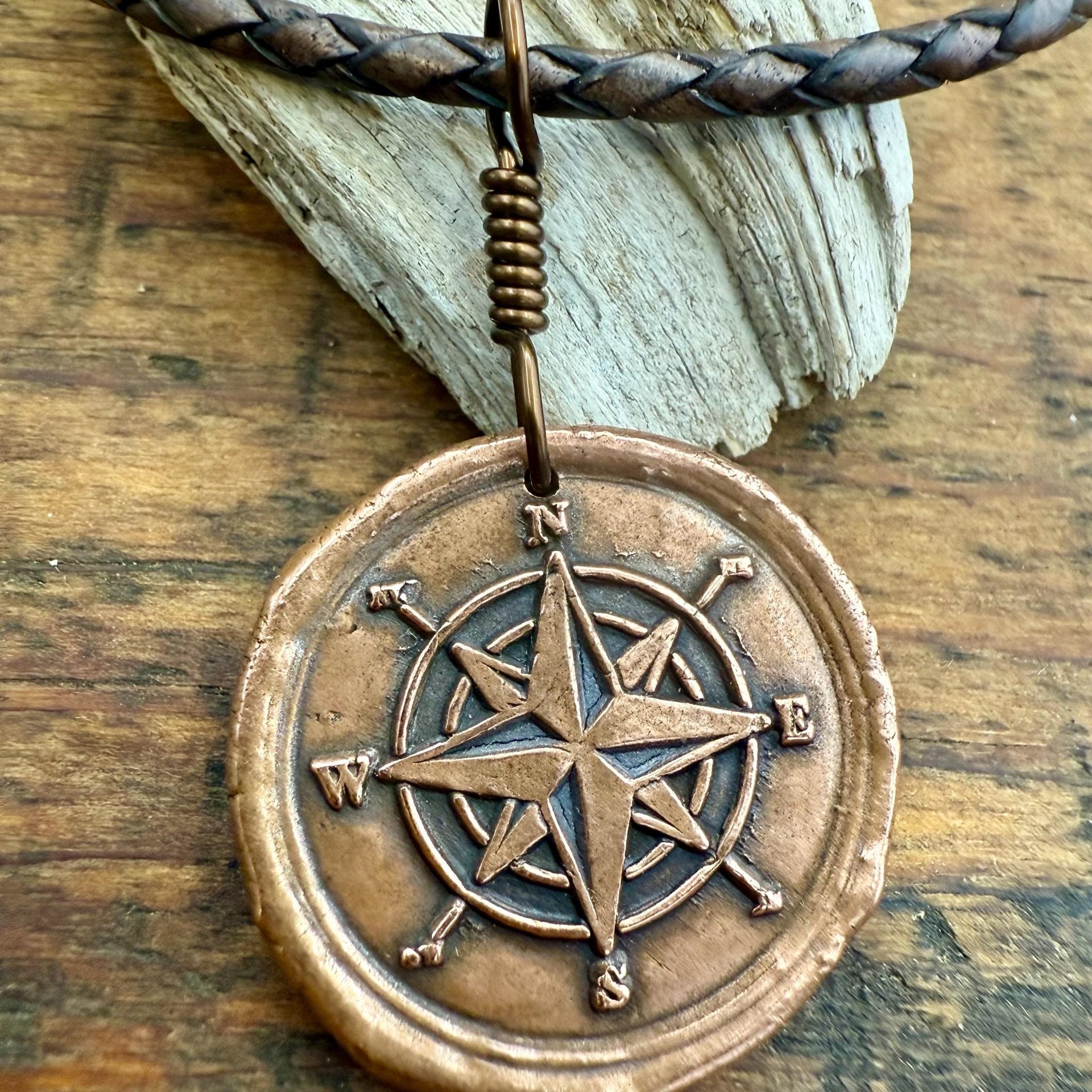 Compass Rose, Copper Pendant, Sailing Gifts, Nautical Jewelry, Men's Jewelry, Sailor Necklace, 7th Anniversary, Protection Talisman