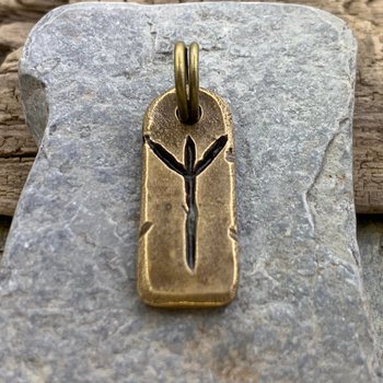 Algiz Rune, Bronze Rune Charm, Hand-Carved, Viking Pendant, Nordic Norse Jewelry, Elder Futhark, Leather & Vegan Cords, Unisex Jewelry