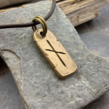 Nauthiz Rune, Bronze Charm, Men's Rune Jewelry, Nauthiz Nordic Rune, Elder Futhark, Viking Jewelry, Hand Carved, Soul Harbor Jewelry