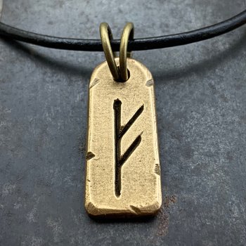 Fehu Rune, Nordic Runes, Bronze Rune Pendant, Viking Runes, Rune Charms, Men's Necklaces, Nordic Jewelry, Elder Futhark, Viking Jewelry