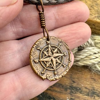 Compass Rose, Copper Pendant, Sailing Gifts, Nautical Jewelry, Men Women Jewelry, Sailor Necklace, 7th Anniversary, Protection Talisman