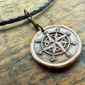 Compass Rose, Copper Pendant, Sailing Gifts, Nautical Jewelry, Men's Jewelry, Sailor Necklace, 7th Anniversary, Protection Talisman