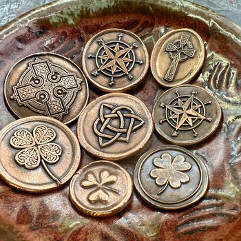Copper Pocket Charms, Good Luck, Safety Protection, Magical Charms, Talisman Amulet, Compass, Celtic Cross, Shamrock Clover, Pocket Tokens